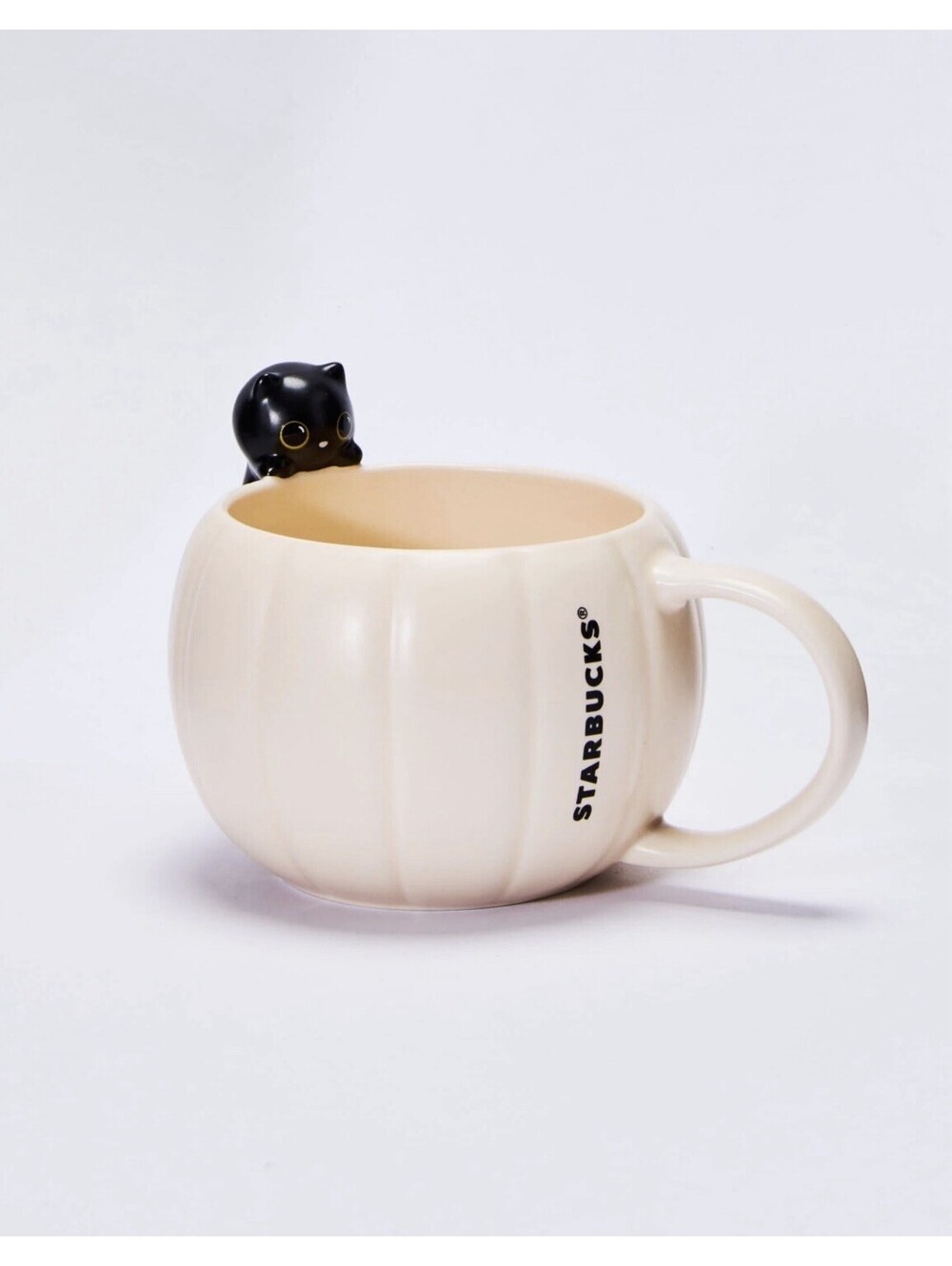 Starbucks Halloween 2026 Ceramic Mug Black Cat Figure Cream White 12oz IN HAND